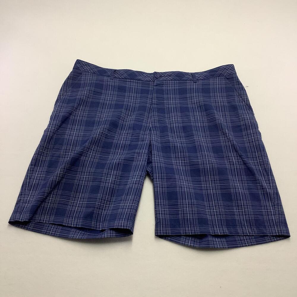 Bollé Golf Shorts Mens 42 Blue Plaid Microfiber Bermuda Stretch 11 Inseam